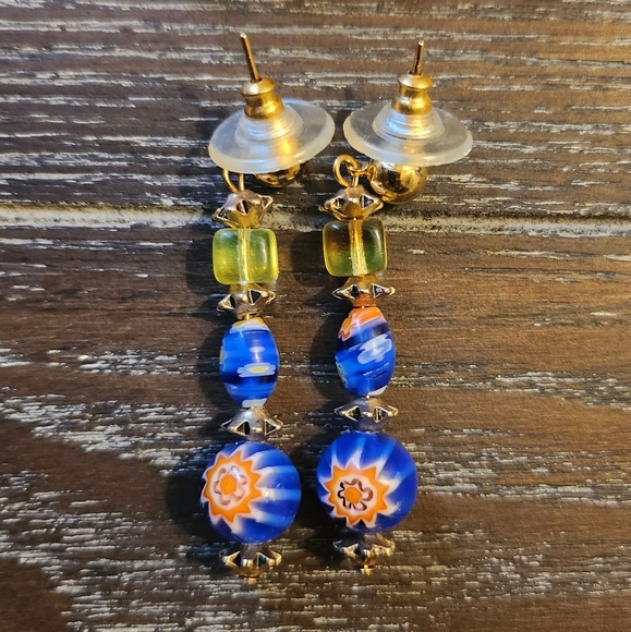 Royal blue sun and stars necklace/bracelet and earrings - Picture 3 of 8